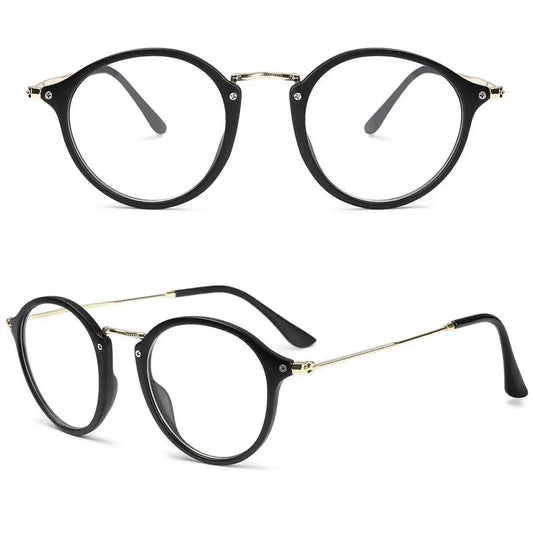 Round Floral Print Glasses | Multicolor Marble Pattern Frame Photochromic+ Anti-Blue Light Retro Eyeglasses