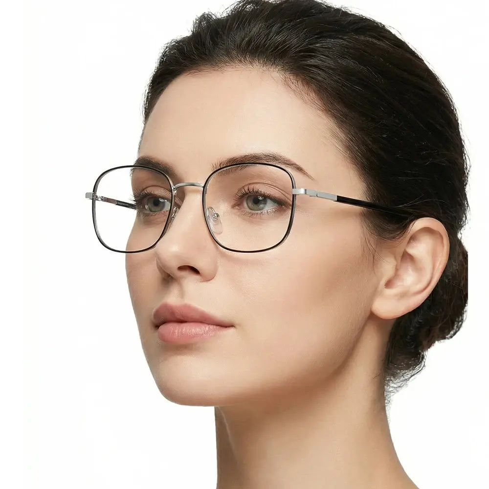 Photochromic Anti-Blue Light Glasses | Gold Square Metal Frame – UV400 Sun-Reactive Eyeglasses | Kabayan Bazaar UAE