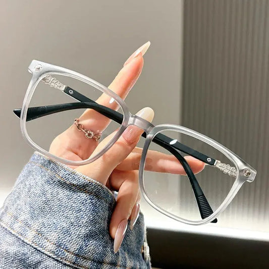Square Frame Optical Glasses | Frosted Clear & Black Two-Tone Frame Photochromic+Anti-Blue Light Eyeglasses | Kabayan Bazaar UAE