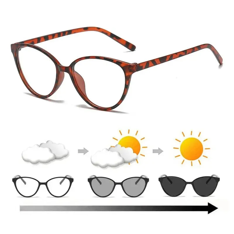 Photochromic Cat Eye Sunglasses | Black Bold Frame β UV400 Anti-Blue Light Glasses for Women | Kabayan Bazaar UAE