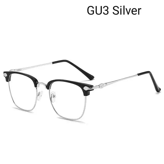 Browline Clubmaster Glasses | Black & Silver Half-Frame  Photochromic+Anti-Blue Light Retro Eyeglasses | Kabayan Bazaar UAE