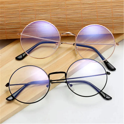 Round Metal Frame Glasses | Black Vintage-Style Optical Frame Photochromic+Anti-Blue Light Eyeglasses | Kabayan Bazaar UAE