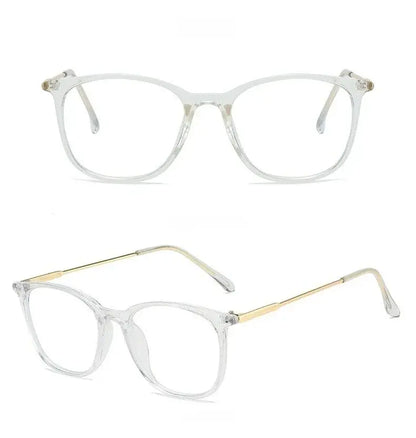 Square Frame Optical Glasses | Transparent Pink Frame with Silver Bridge – Anti-Blue Light Eyeglasses | Kabayan Bazaar UAE