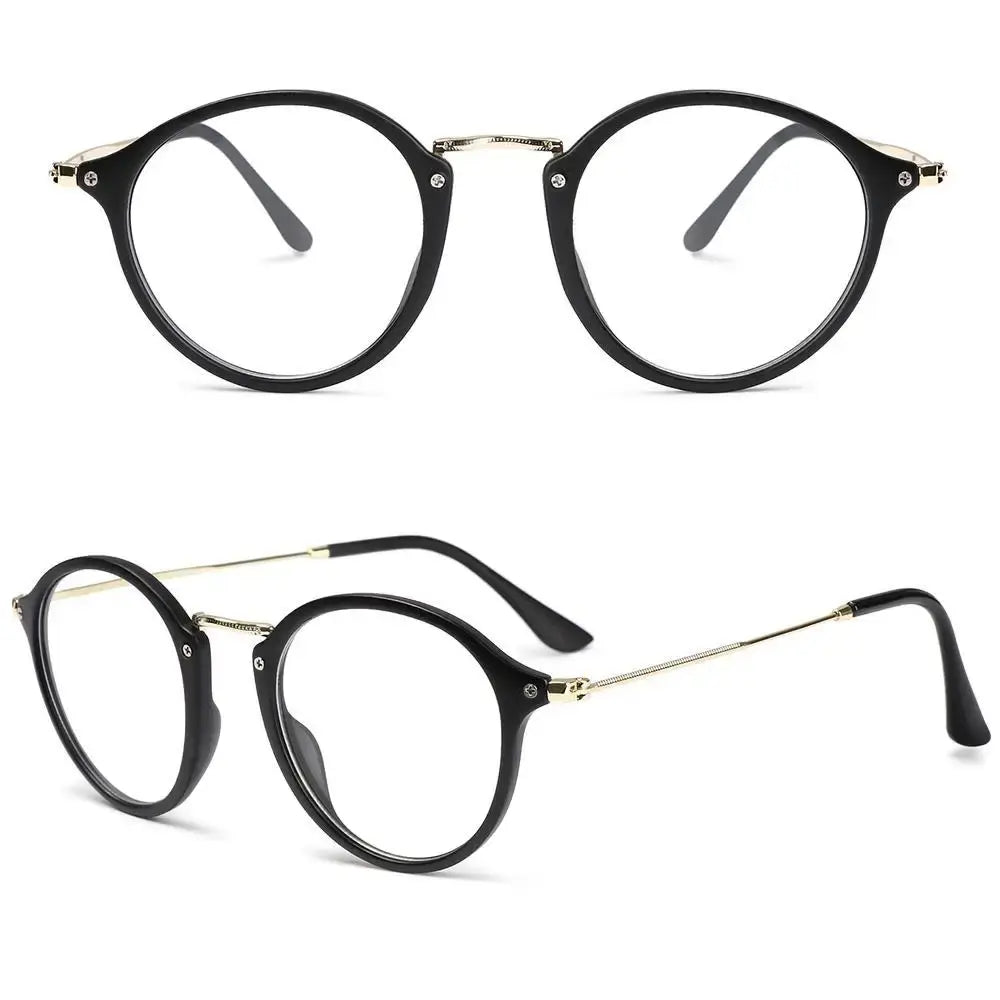 Round Floral Print Glasses | Multicolor Marble Pattern Frame Photochromic+ Anti-Blue Light Retro Eyeglasses | Kabayan Bazaar UAE
