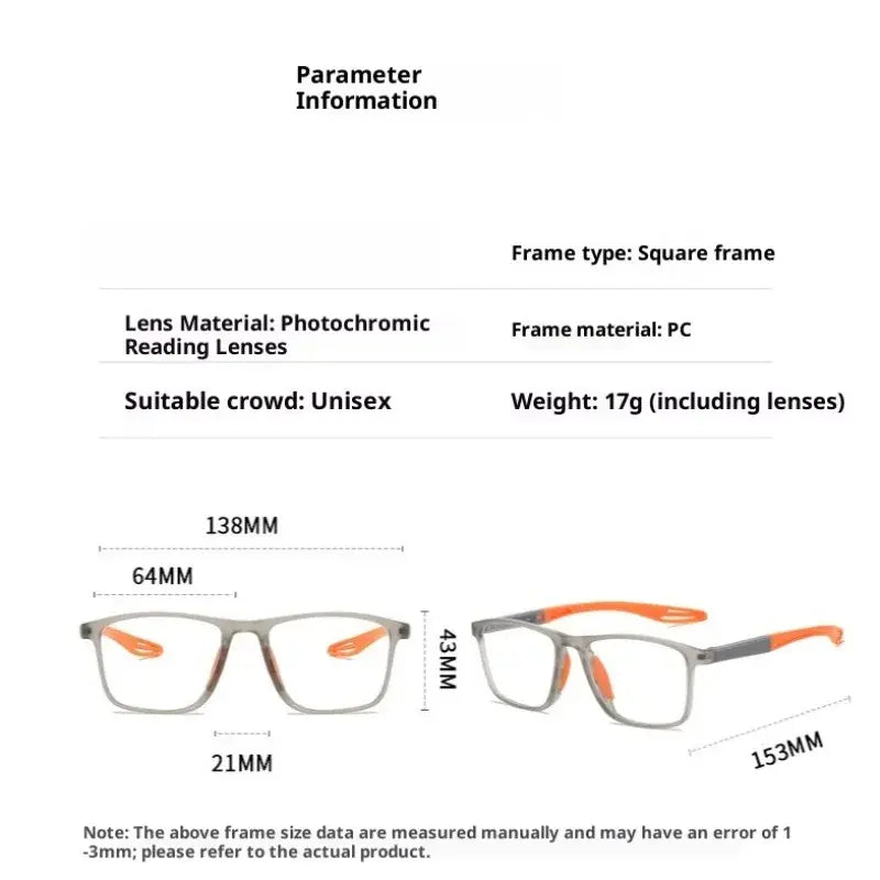 Progressive Multifocal Photochromic Reading Glass Near and Far