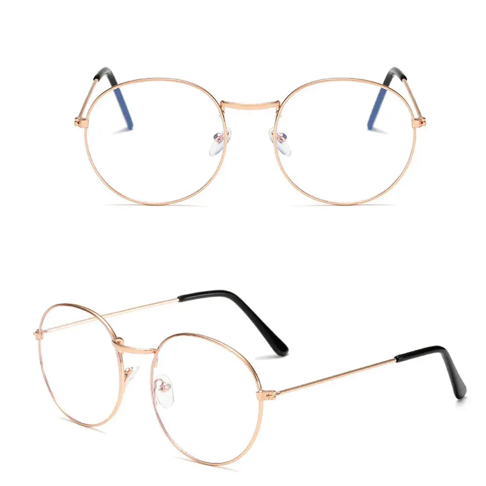 Round Metal Frame Glasses | Black Vintage-Style Optical Frame Photochromic+Anti-Blue Light Eyeglasses | Kabayan Bazaar UAE