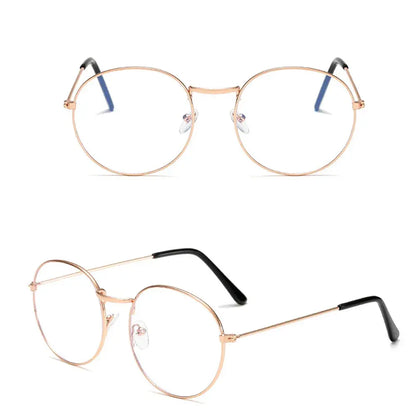 Round Metal Frame Glasses | Black Vintage-Style Optical Frame Photochromic+Anti-Blue Light Eyeglasses | Kabayan Bazaar UAE