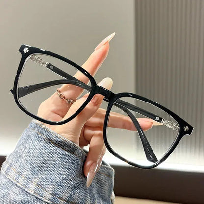 Square Frame Optical Glasses | Frosted Clear & Black Two-Tone Frame Photochromic+Anti-Blue Light Eyeglasses | Kabayan Bazaar UAE