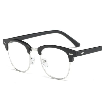 Browline Clubmaster Glasses | Black & Gold Half-Frame Photochromic+Anti-Blue Light Retro Eyeglasses | Kabayan Bazaar UAE
