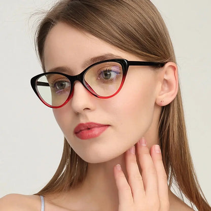 Cat-Eye Anti-Radiation Glasses – Black & Red Gradient Blue Light Blocking Frame | UAE
