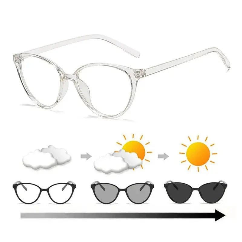 Photochromic Cat Eye Sunglasses | Black Bold Frame – UV400 Anti-Blue Light Glasses for Women | Kabayan Bazaar UAE