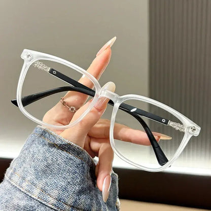 Square Frame Optical Glasses | Frosted Clear & Black Two-Tone Frame Photochromic+Anti-Blue Light Eyeglasses | Kabayan Bazaar UAE