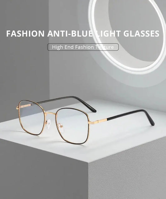 Photochromic Anti-Blue Light Glasses | Gold Square Metal Frame – UV400 Sun-Reactive Eyeglasses | Kabayan Bazaar UAE