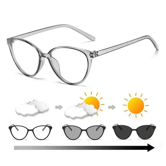 Photochromic Cat Eye Sunglasses | UV400 Anti-Blue Light Glasses for Women