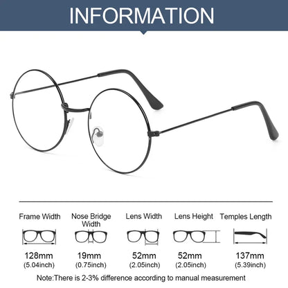 Round Metal Frame Glasses | Black Vintage-Style Optical Frame Photochromic+Anti-Blue Light Eyeglasses | Kabayan Bazaar UAE
