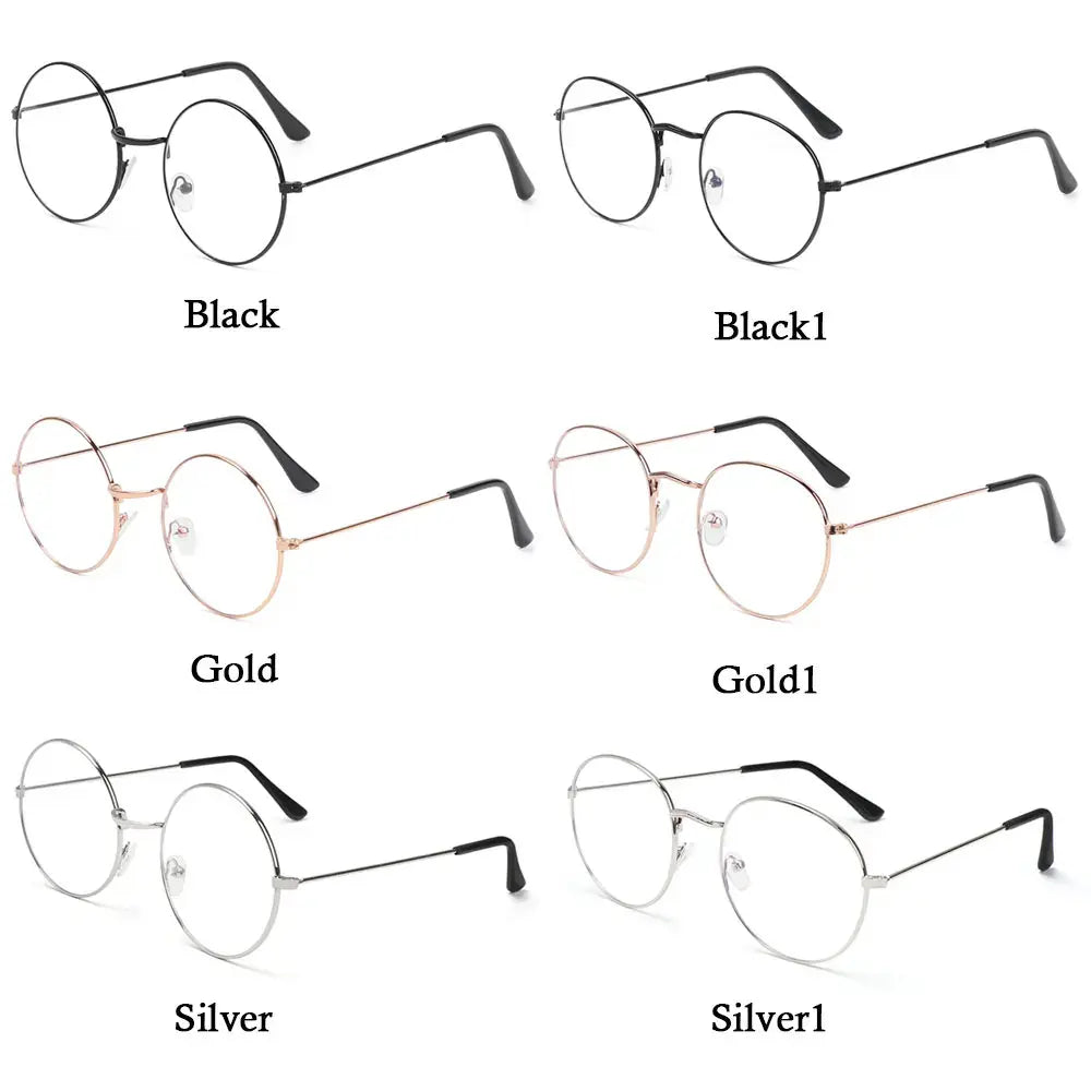 Round Metal Frame Glasses | Black Vintage-Style Optical Frame Photochromic+Anti-Blue Light Eyeglasses | Kabayan Bazaar UAE