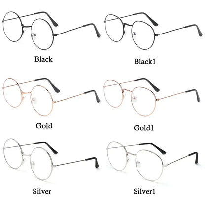 Round Metal Frame Glasses | Black Vintage-Style Optical Frame Photochromic+Anti-Blue Light Eyeglasses | Kabayan Bazaar UAE