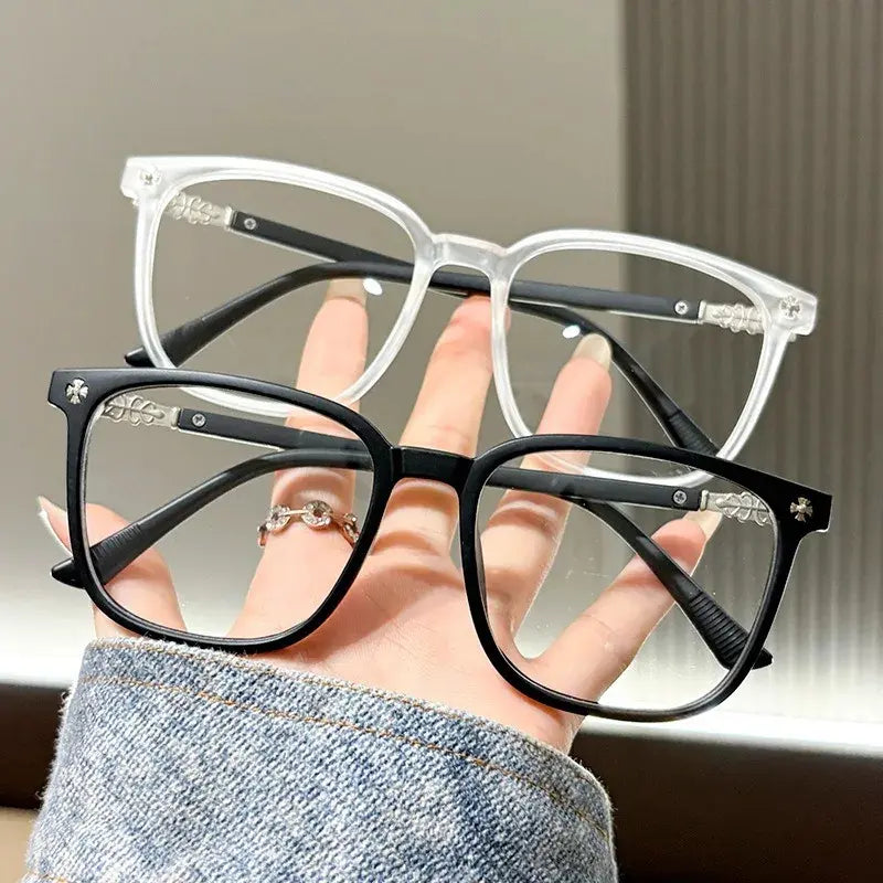 Square Frame Optical Glasses | Frosted Clear & Black Two-Tone Frame Photochromic+Anti-Blue Light Eyeglasses | Kabayan Bazaar UAE