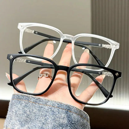 Square Frame Optical Glasses | Frosted Clear & Black Two-Tone Frame Photochromic+Anti-Blue Light Eyeglasses | Kabayan Bazaar UAE