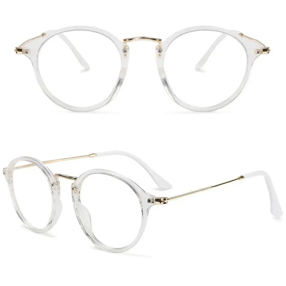 Round Floral Print Glasses | Multicolor Marble Pattern Frame Photochromic+ Anti-Blue Light Retro Eyeglasses | Kabayan Bazaar UAE