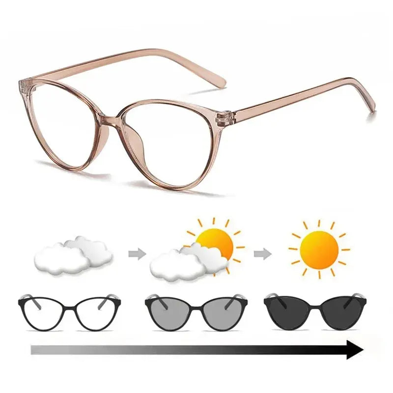 Photochromic Cat Eye Sunglasses | Black Bold Frame – UV400 Anti-Blue Light Glasses for Women | Kabayan Bazaar UAE