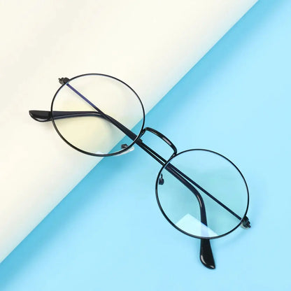 Round Metal Frame Glasses | Black Vintage-Style Optical Frame Photochromic+Anti-Blue Light Eyeglasses | Kabayan Bazaar UAE