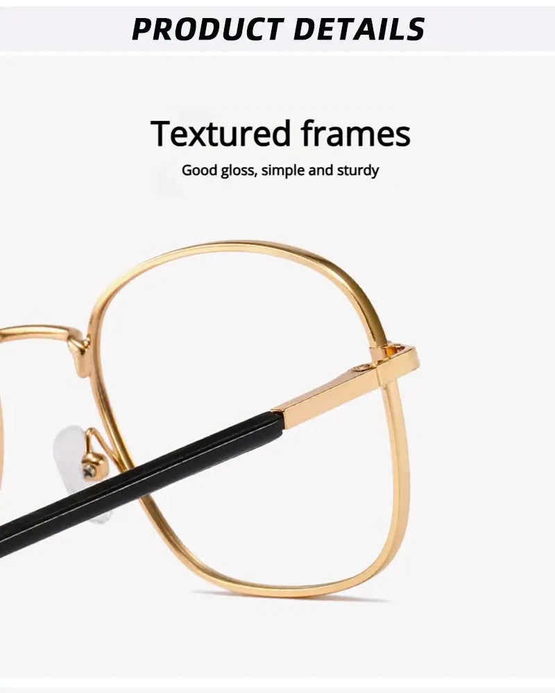Photochromic Anti-Blue Light Glasses | Gold Square Metal Frame – UV400 Sun-Reactive Eyeglasses | Kabayan Bazaar UAE