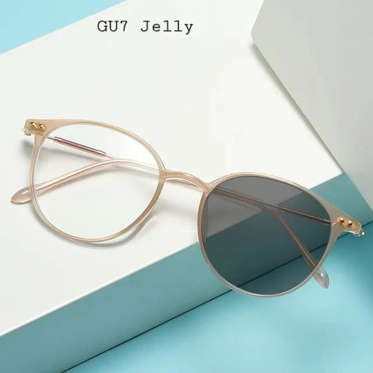 Round Photochromic Anti-Blue Light Glasses | UV400 Sun-Reactive Sunglasses