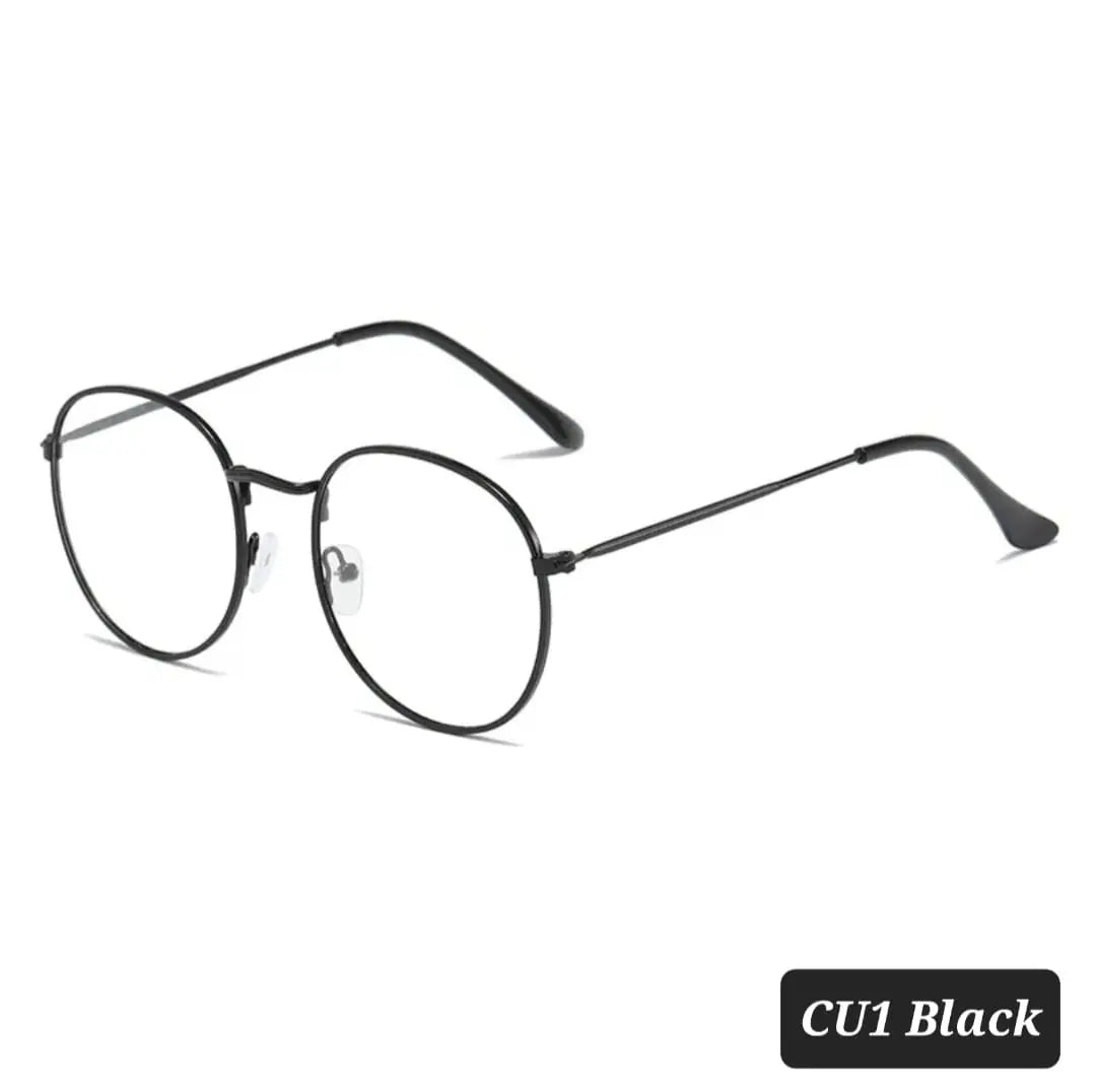 Round Metal Frame Glasses | Black Vintage-Style Optical Frame Photochromic+Anti-Blue Light Eyeglasses | Kabayan Bazaar UAE