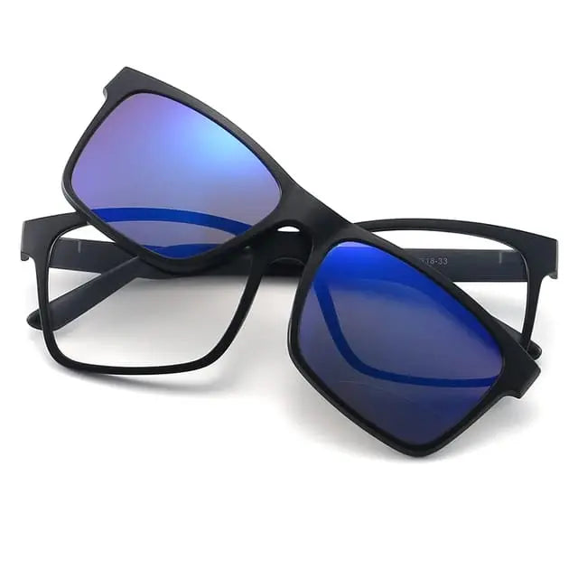 5 in 1 Magnetic Clip-On Sunglasses | Polarized Interchangeable Lens Set with Optical Frame | Kabayan Bazaar UAE