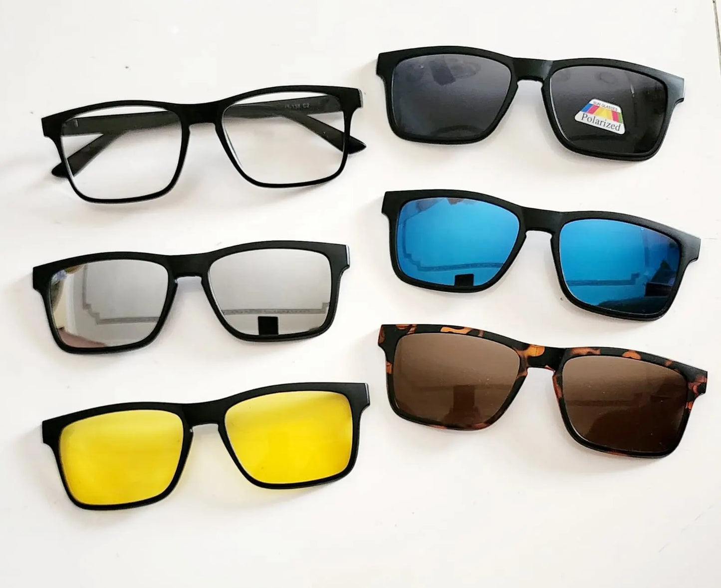 5 in 1 Magnetic Clip-On Sunglasses | Polarized Interchangeable Lens Set with Optical Frame | Kabayan Bazaar UAE