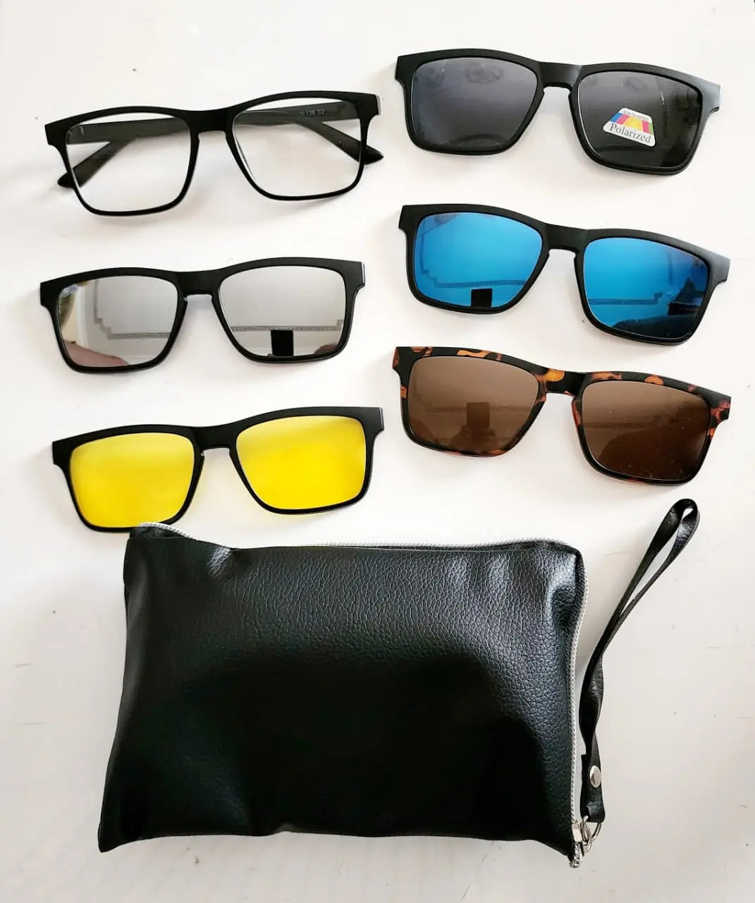 5 in 1 Magnetic Clip-On Sunglasses | Polarized Interchangeable Lens Set with Optical Frame | Kabayan Bazaar UAE