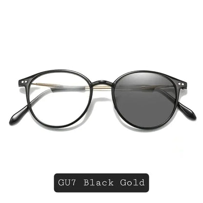 Photochromic Anti-Blue Light Glasses | UV400 Sun-Reactive Sunglasses – Transparent White Round Frame | Kabayan Bazaar UAE