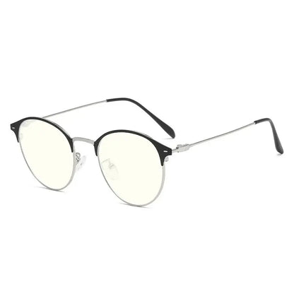 Photochromic Round Glasses | Black Gold Retro Flat Frame – Anti-Blue Light UV Protection Eyeglasses | Kabayan Bazaar UAE